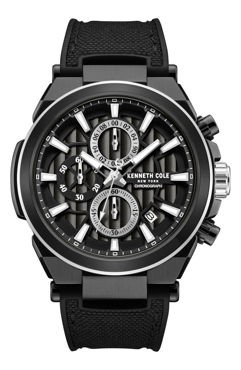 Kenneth Cole New York Dress Sport Chronograph Silicone Strap Watch, 42mm, Main, color, 