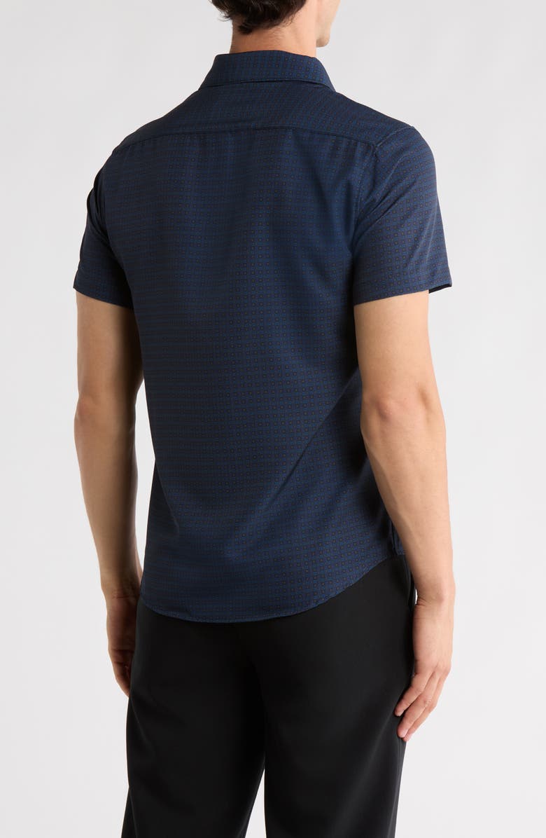 DENIM AND FLOWER Geometric Print Performance Button-Up Shirt, Alternate, color, Blue