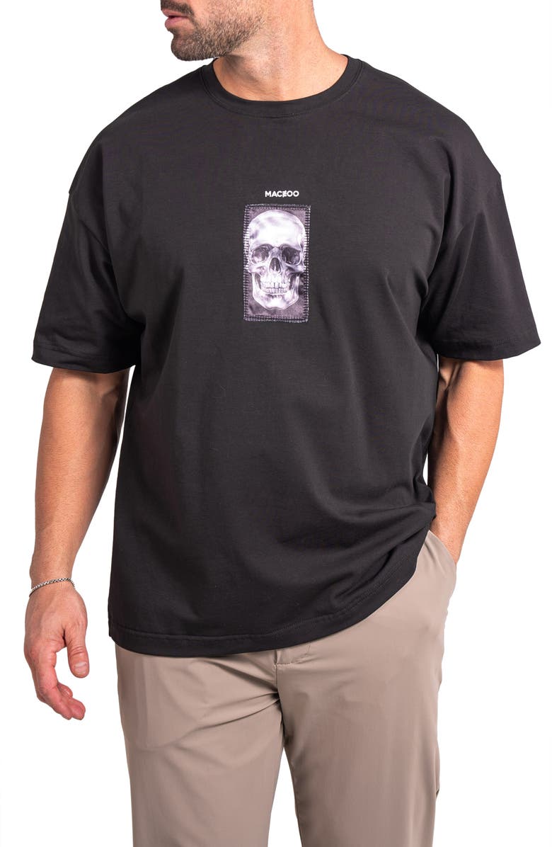 Maceoo Ascension Maison Appliqué Cotton Graphic T-Shirt, Alternate, color, Black