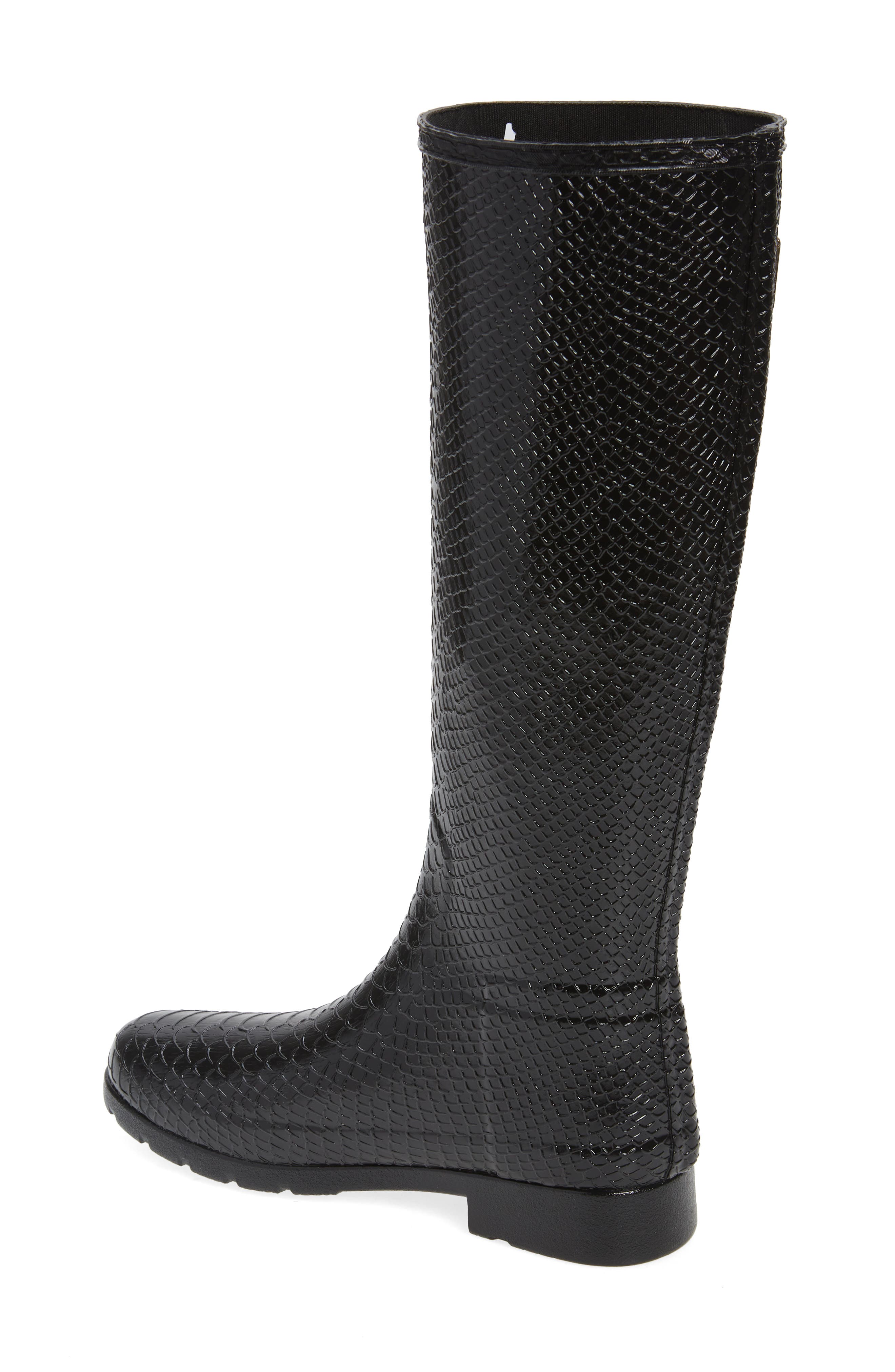 Hunter Original Embossed Refined Tall Waterproof Rain Boot, Alternate, color, 
