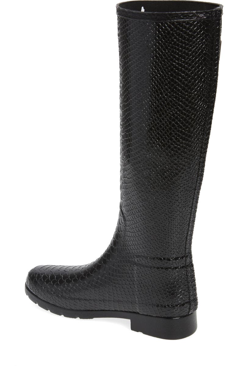 Hunter Original Embossed Refined Tall Waterproof Rain Boot, Alternate, color,