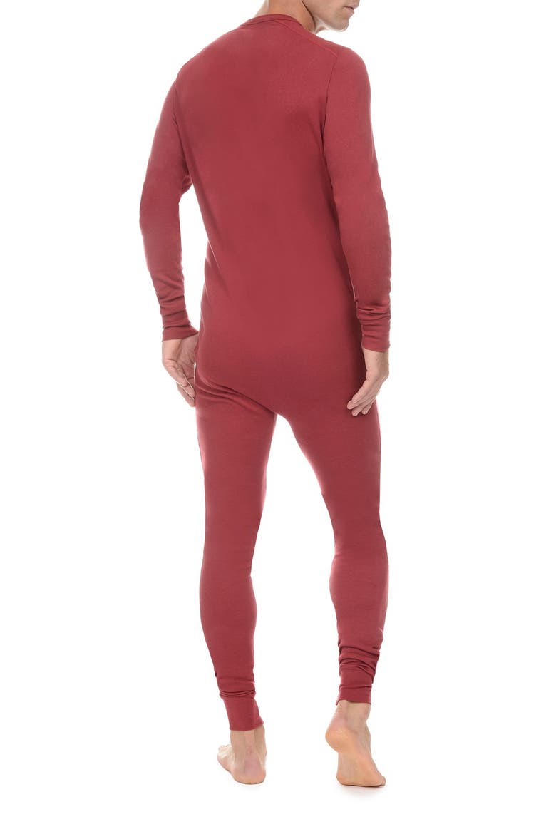 Cotton Union Suit, Alternate, color, CRANBERRY