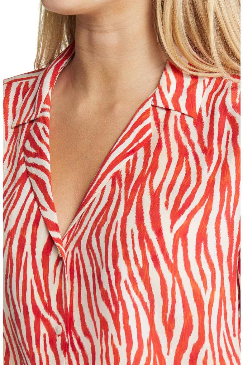 Zesty Zebra Long Sleeve Silk Camp Shirt, Alternate, color, TRULY RED