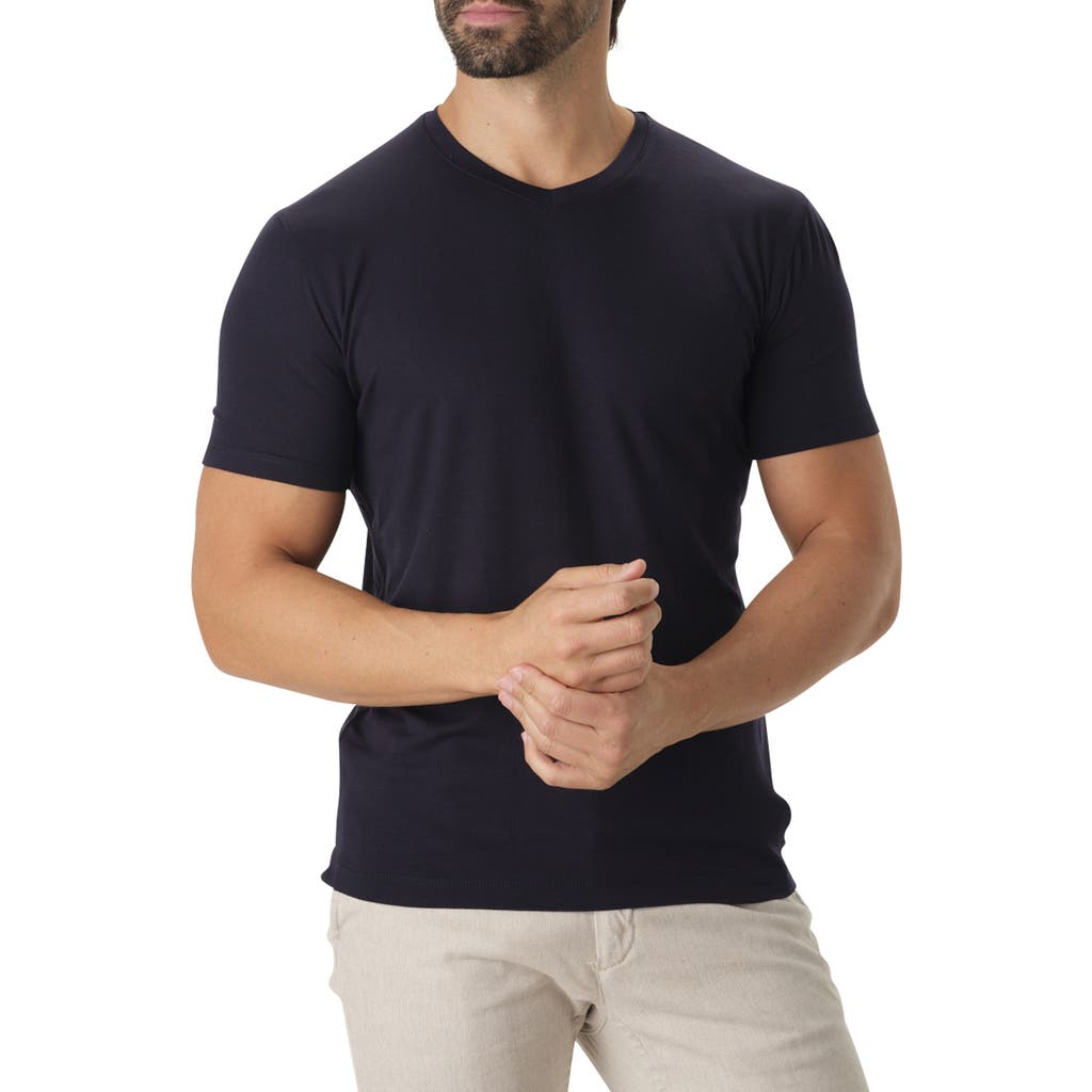 Studio Garnet Los Angeles V-neck Stretch Modal T-shirt In Navy