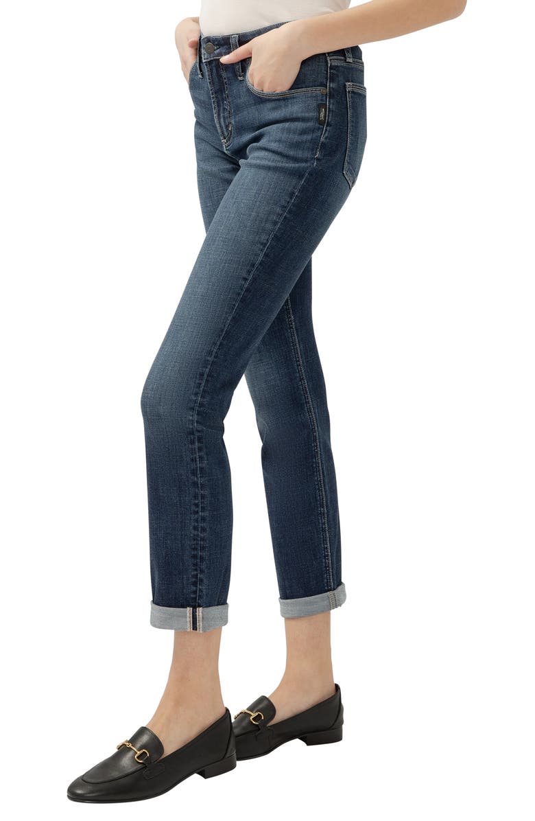 Silver Jeans Co. Beau High Waist Slim Boyfriend Jeans, Alternate, color, Indigo