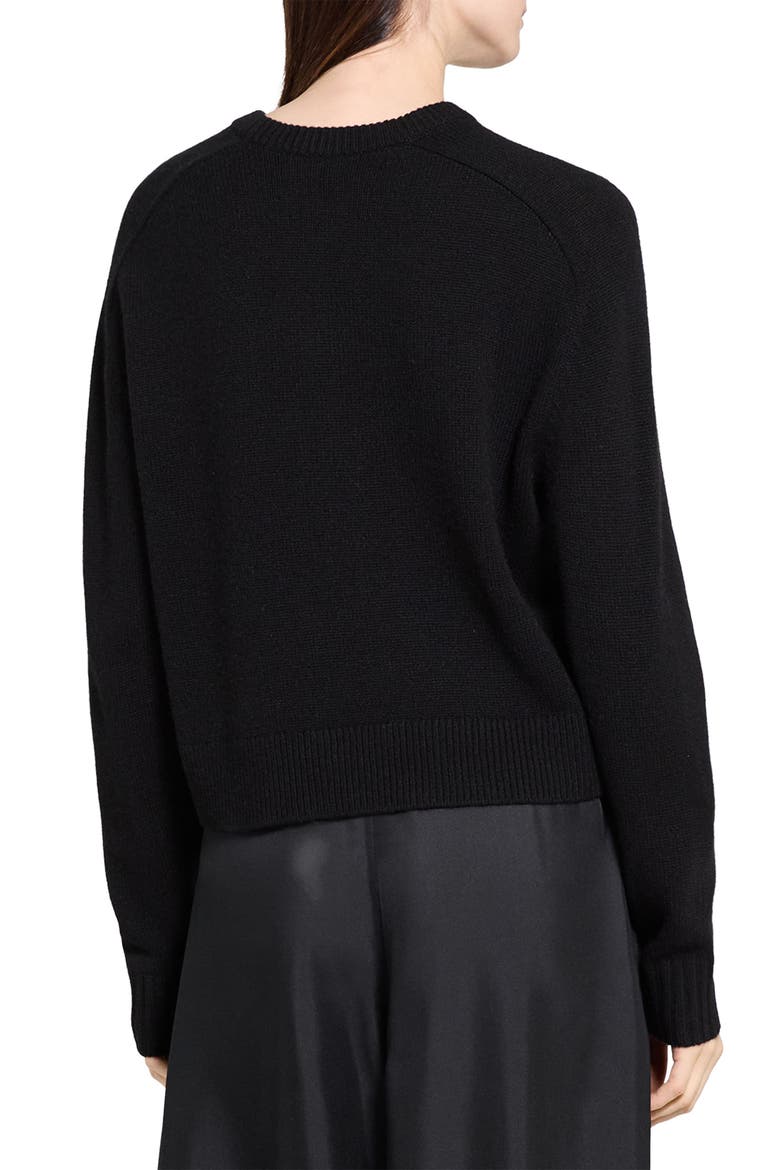 Cashmere Crewneck Crop Sweater, Alternate, color, BLACK