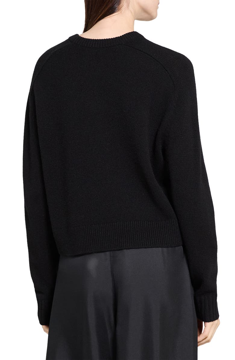Theory Cashmere Crewneck Crop Sweater, Alternate, color, Black