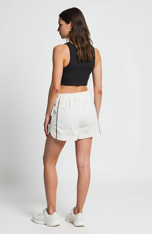 Modenaire Drawstring Waist Relaxed Shorts With Side Piping And Pockets In Multi