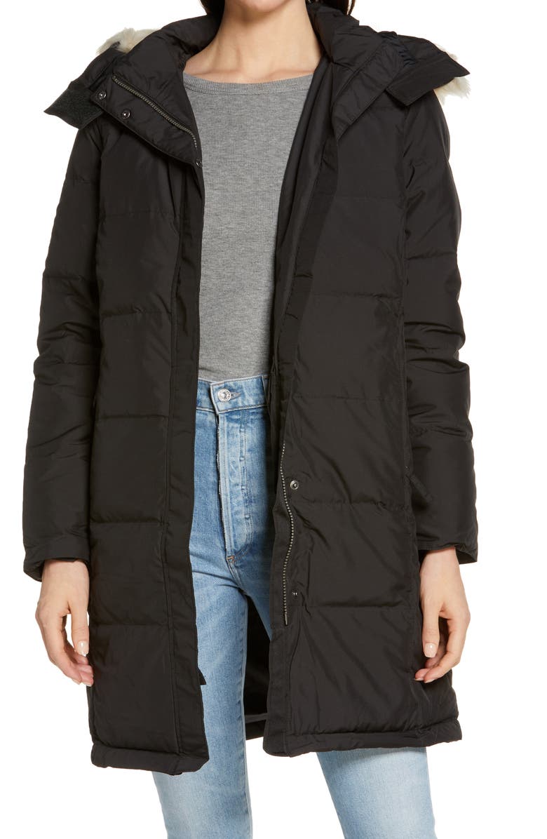 L.L.Bean Ultrawarm Faux Fur Trim 650 Fill Power Down Coat, Main, color, 