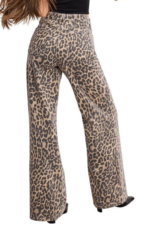 Good American Good Standard Leopard Print Wide Leg Jeans In Animal Print