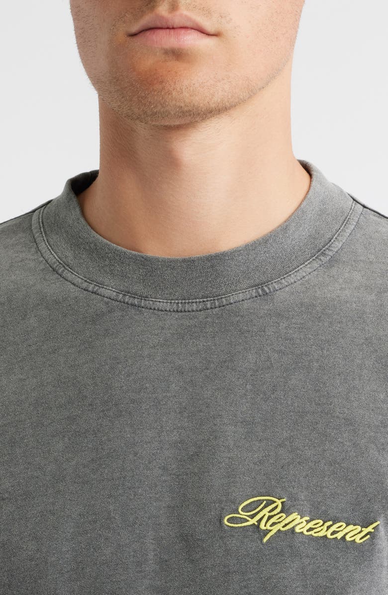 Represent Oversize Embroidered Script Logo T-Shirt, Alternate, color, After Dark
