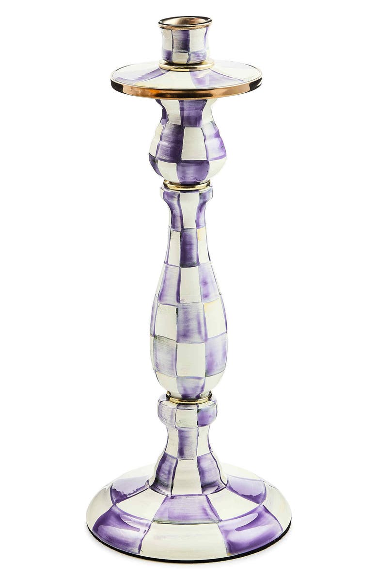 MACKENZIE CHILDS Violet Check Large Candleholder, Main, color, Violet