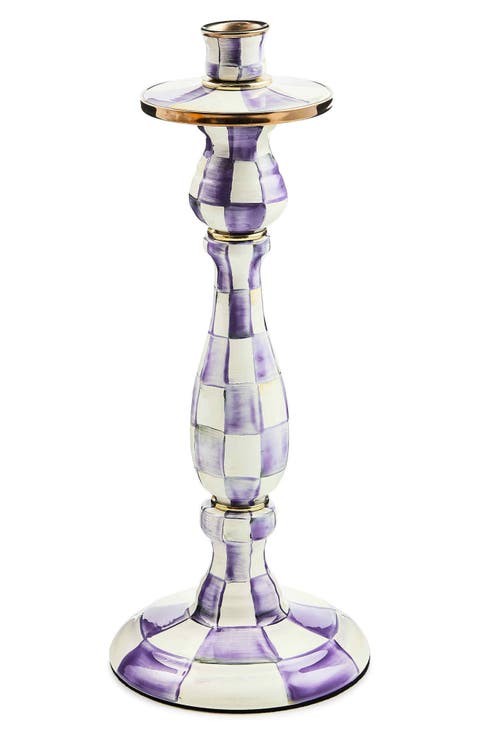 Violet Check Large Candleholder
