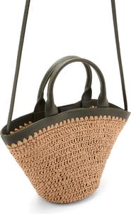 MANGO Small Raffia Bucket Bag
