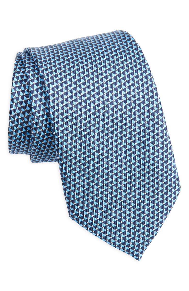 ZEGNA TIES Triangle Geo Silk Tie, Main, color, Light Blue