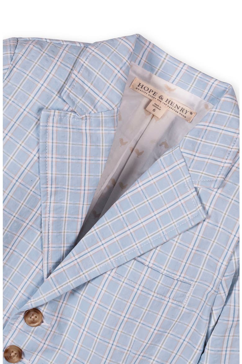 Kids' Organic Classic Seersucker Suit Jacket, Alternate, color, Blue Chateau Check