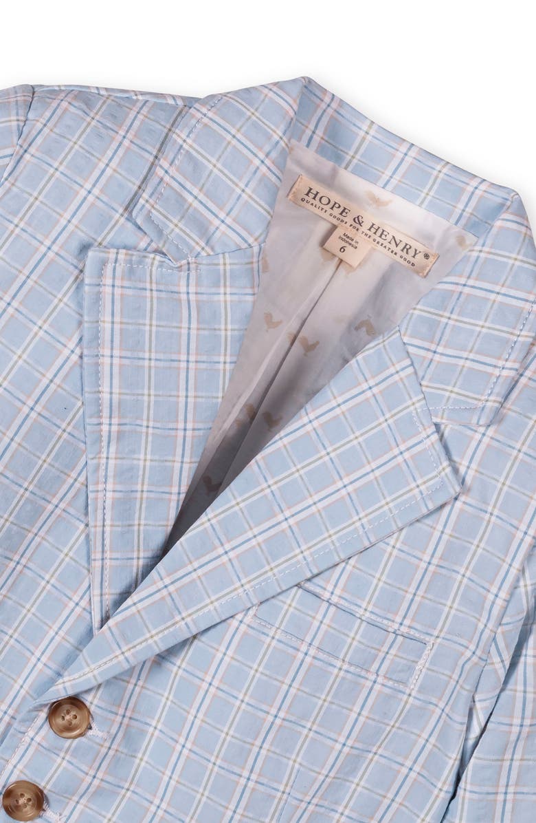 Hope & Henry Kids' Organic Classic Seersucker Suit Jacket, Alternate, color, Blue Chateau Check