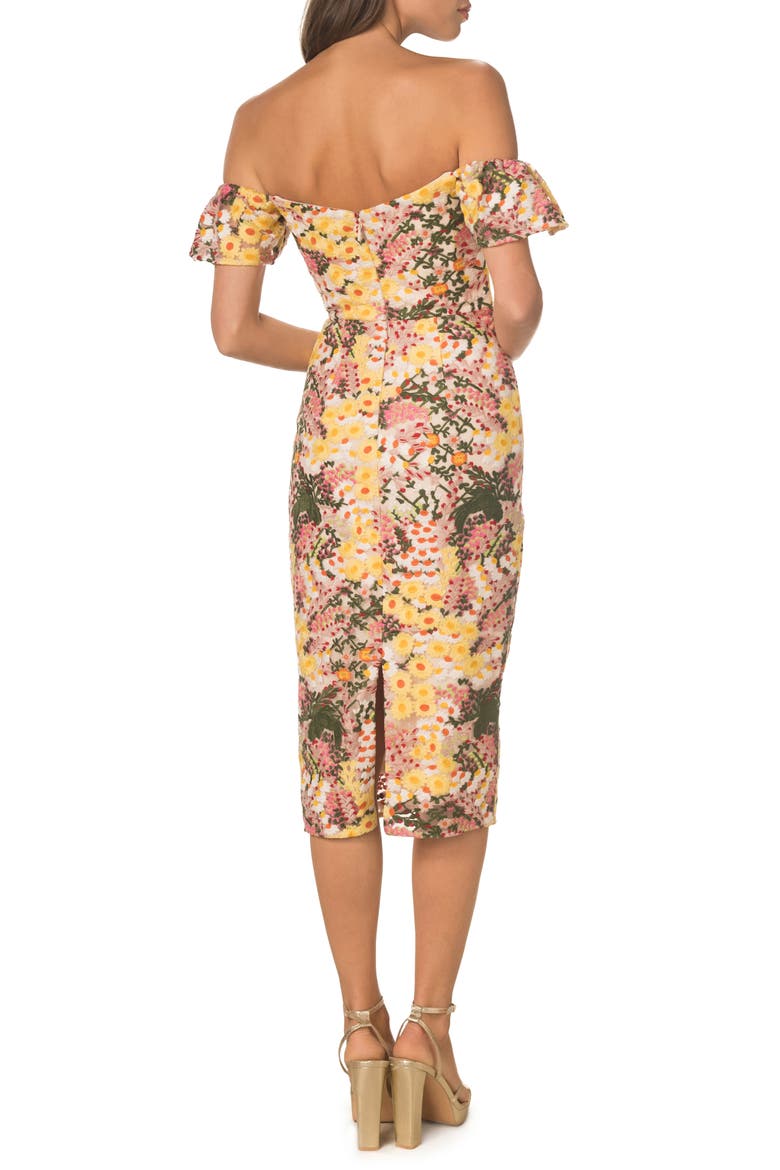 Tara Off the Shoulder Midi Dress, Alternate, color, BLUSH MULTI