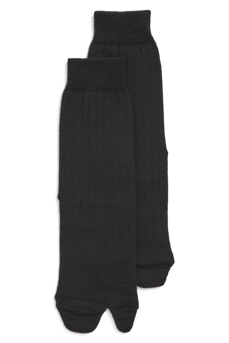 Wool Blend Rib Tabi Socks, Main, color, 900 BLACK