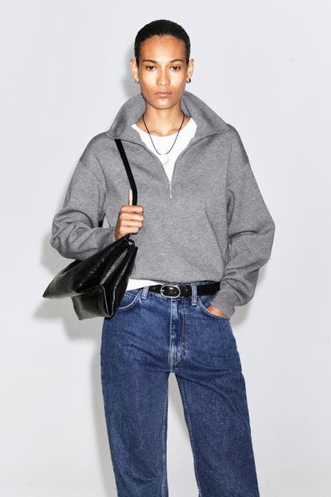 Mock-Neck Half-Zip Knitted Sweater