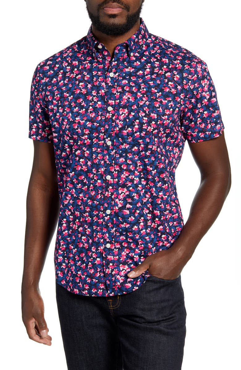 Bonobos Slim Fit Floral Short Sleeve Button-Down Shirt, Main, color,