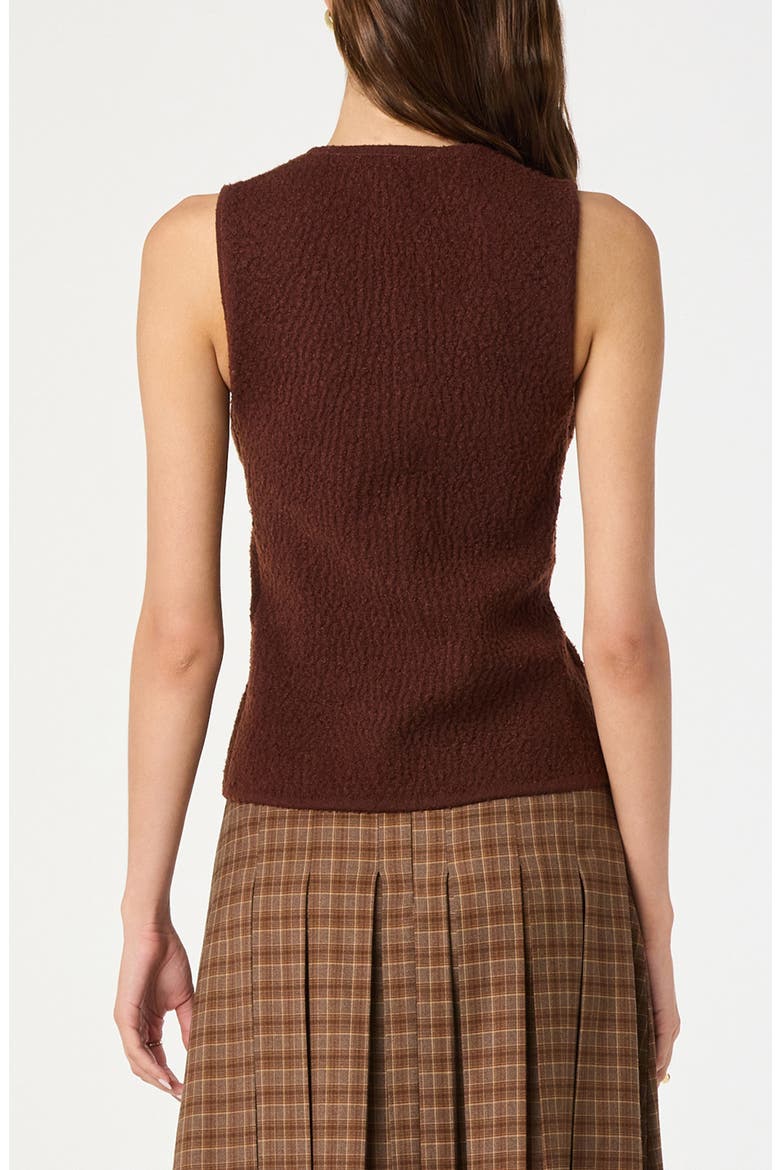 Textured Longline V-Neck Vest, Alternate, color, BROWN