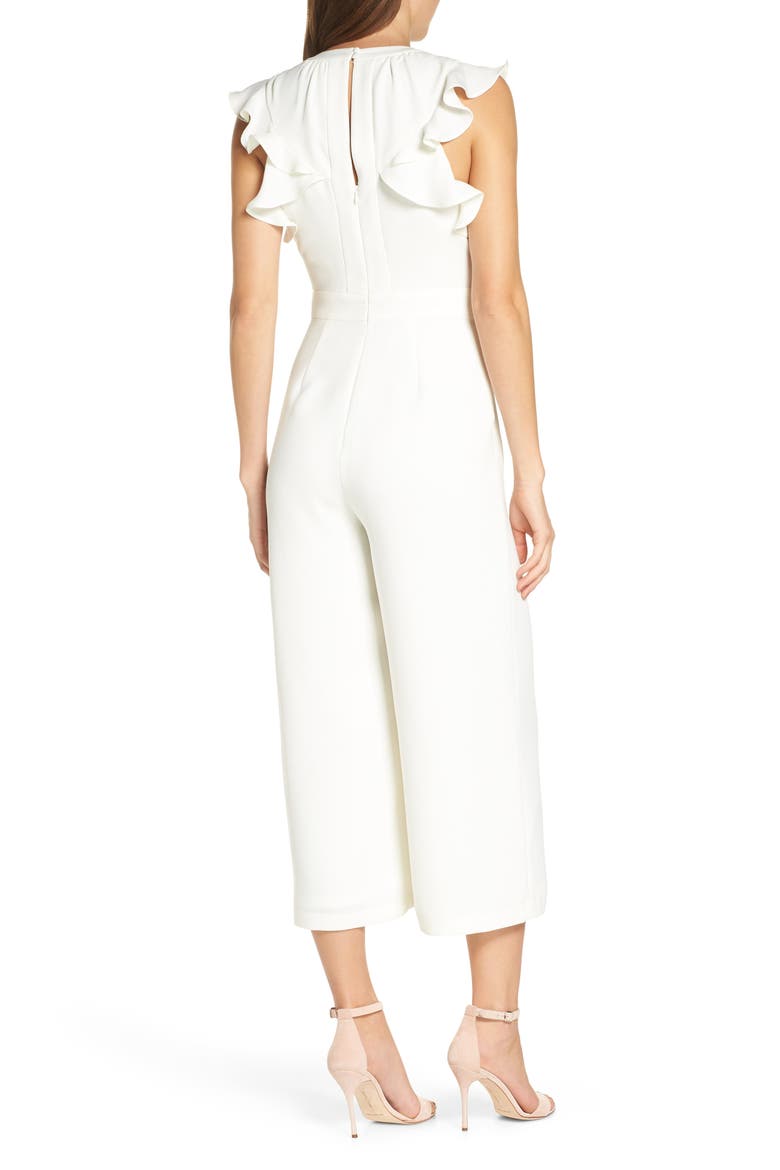 Ruffle Wide Leg Crop Jumpsuit, Alternate, color, IVORY