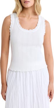 nz BY NIC AND ZOE Ella Rib Lettuce Trim Cotton Pointelle Tank