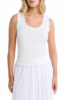 Ella Rib Lettuce Trim Cotton Pointelle Tank