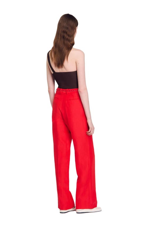 Sandro Drawstring Trousers In Red