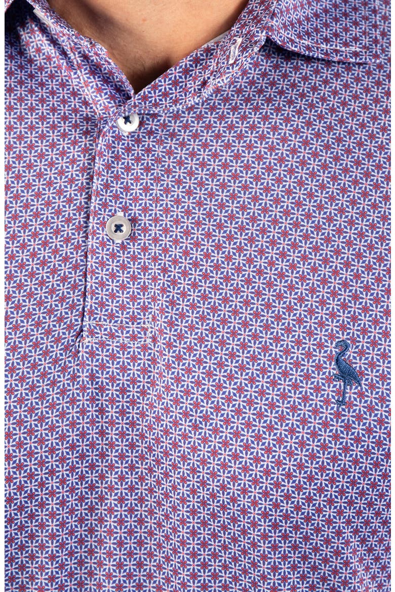 Geo Floral Performance Polo, Alternate, color, SAPPHIRE BLUE
