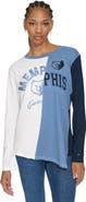 TOMMY JEANS Women's Tommy Jeans White/Light Blue Memphis Grizzlies Amelia Color Blocked Long Sleeve T-Shirt