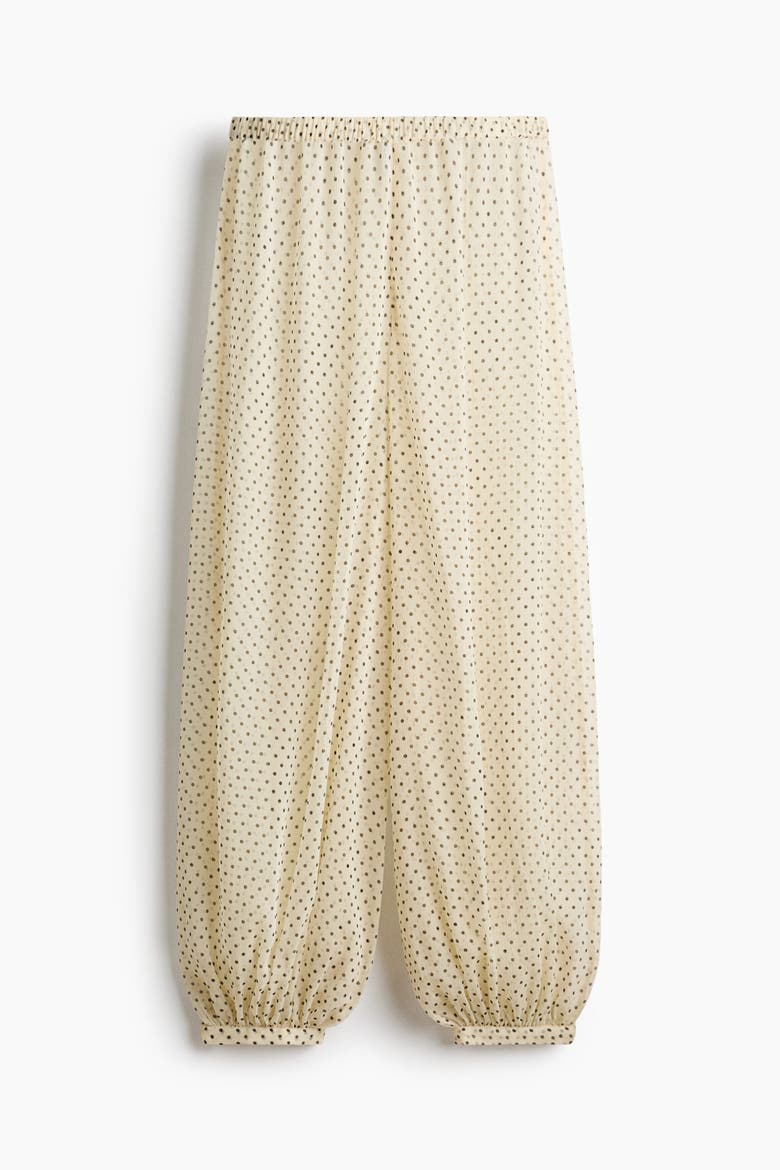 Balloon-leg Pull-on Trousers, Alternate, color, Light yellow/dotted