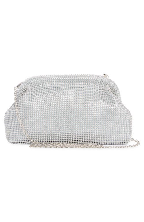 Jessica Mcclintock Kiana Rhinestone Frame Top Clutch In Silver