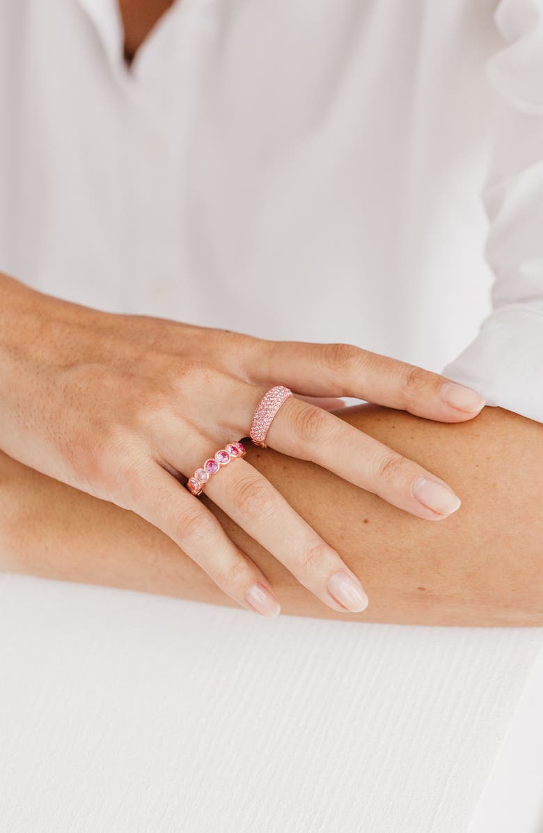 Covet Bezel Set Pink CZ Ring, Alternate, color, Pink