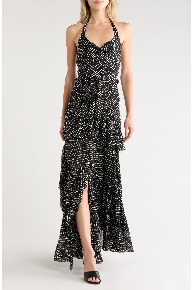 Patricia Halter Maxi Dress, Main, color, BAKIT DOT BIG BLACK