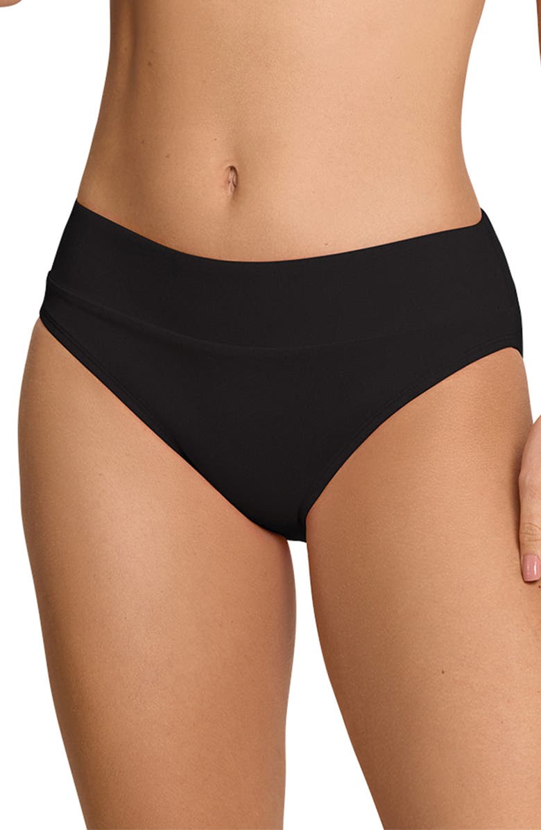 JANTZEN Solid Agnes Banded Hipster Bikini Bottoms, Main, color,