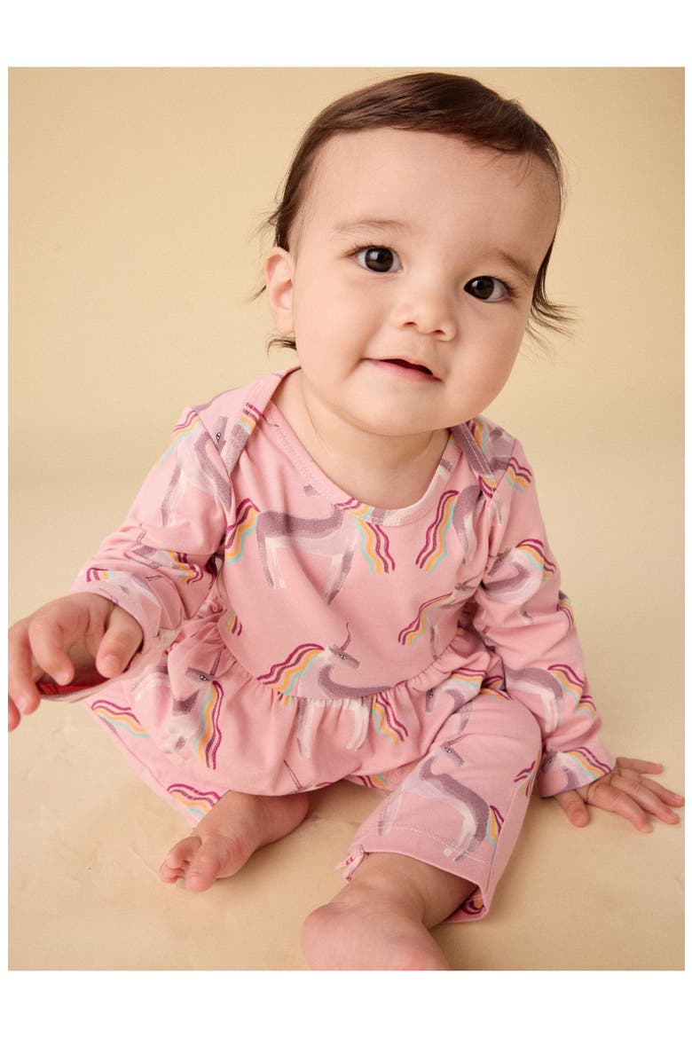 Pretty Peplum Baby Romper, Alternate, color, Rainbow Unicorn