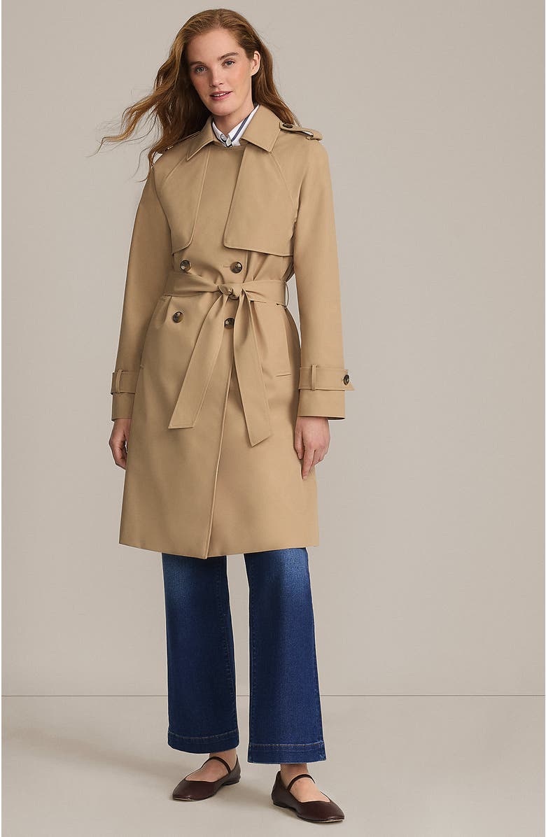 Lands' End Squall Waterproof Modern Trench Coat, Main, color, Desert Tan