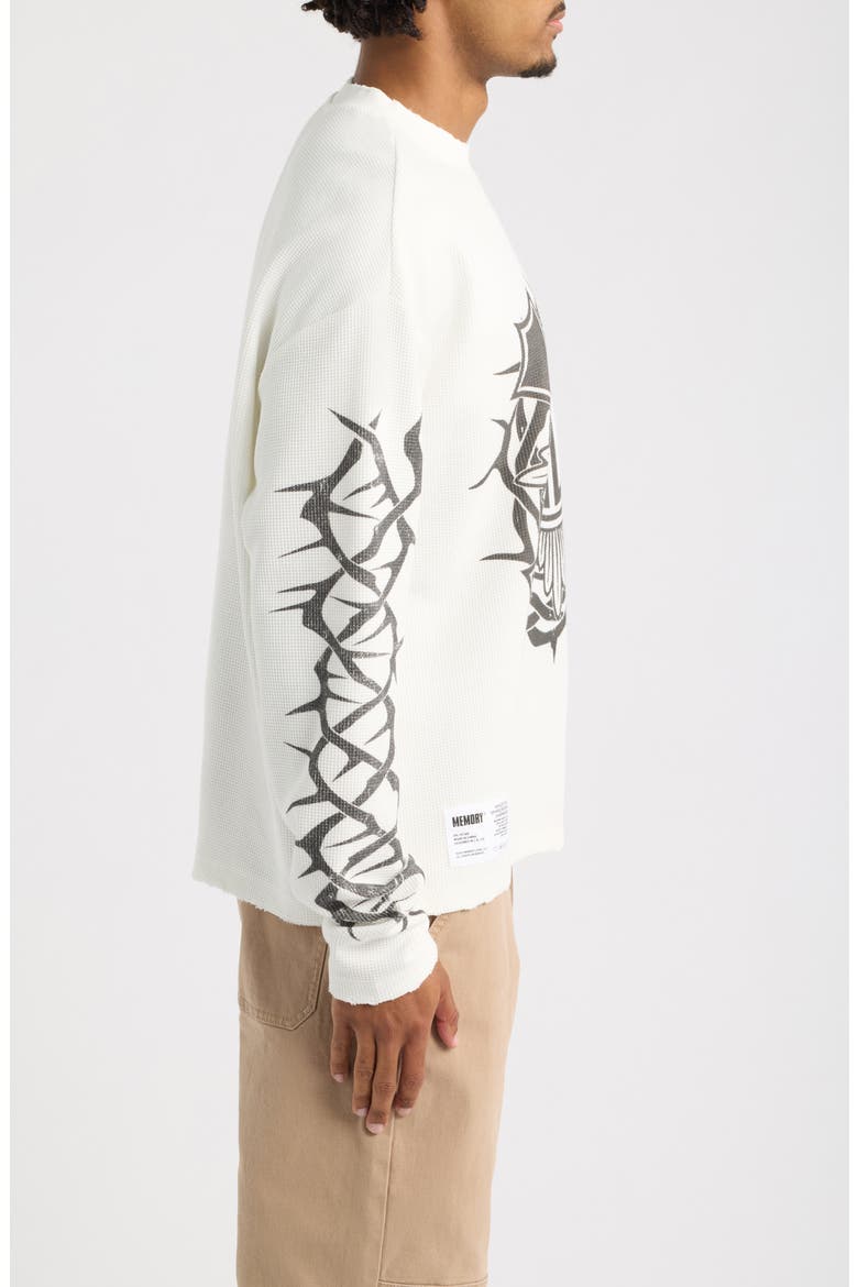 Bomberhorn Cross Oversize Long Sleeve Waffle Graphic T-Shirt, Alternate, color, ANTIQUE WHITE