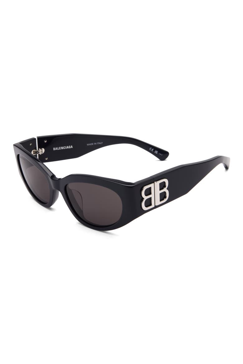 55mm Mirrored Round Sunglasses, Alternate, color, BLUE BLUE GREY