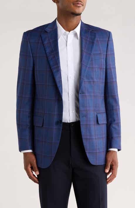 Peter Millar Blue Plaid Notch Lapel Wool Sport Coat
