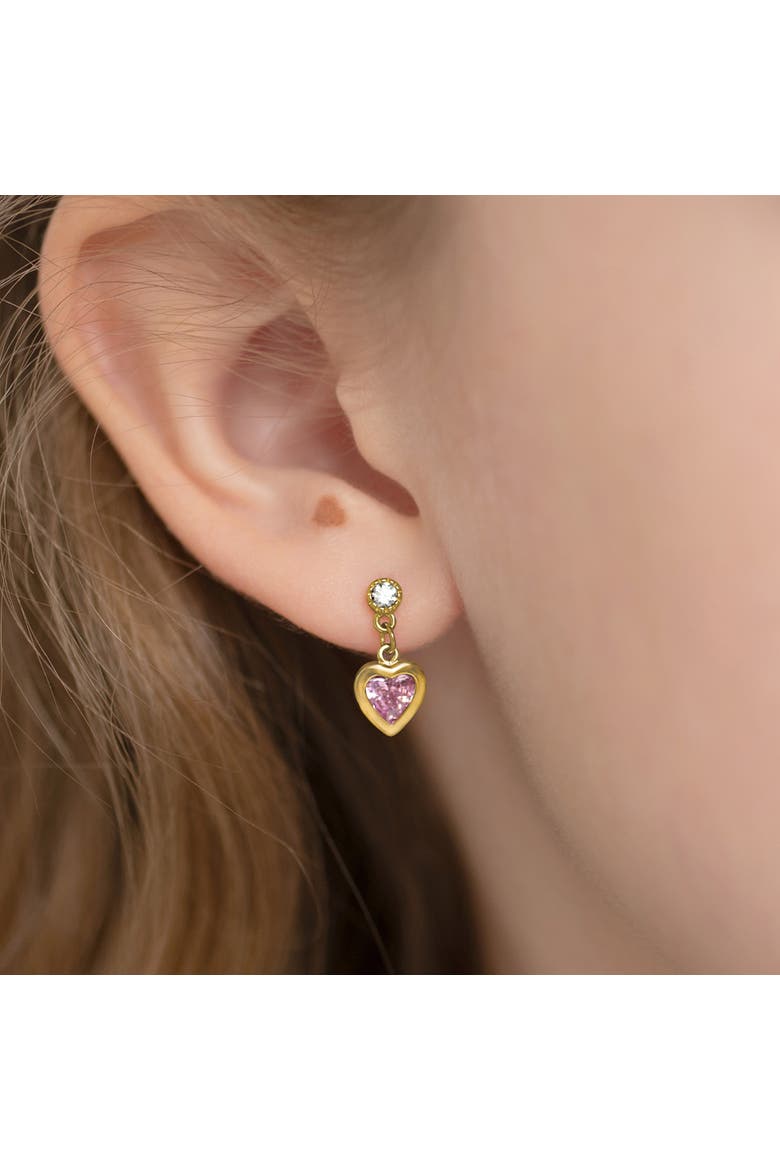 Dangle Hearts Girl Earrings, Alternate, color, Pink