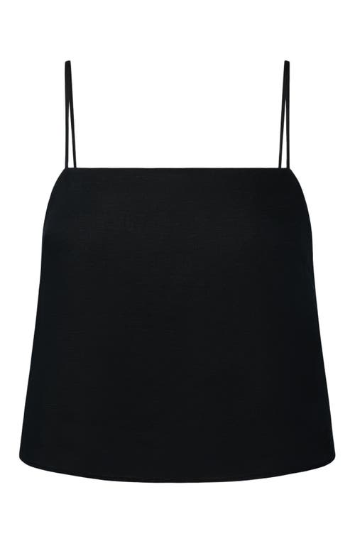 Onia Air Linen Square Neck Tank Top In Black