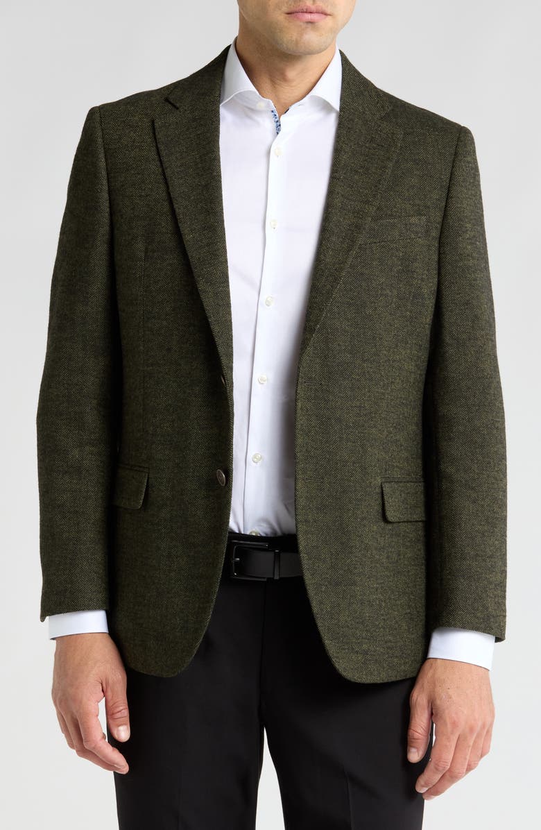Nautica Branford Herringbone Sport Coat, Main, color, Olive