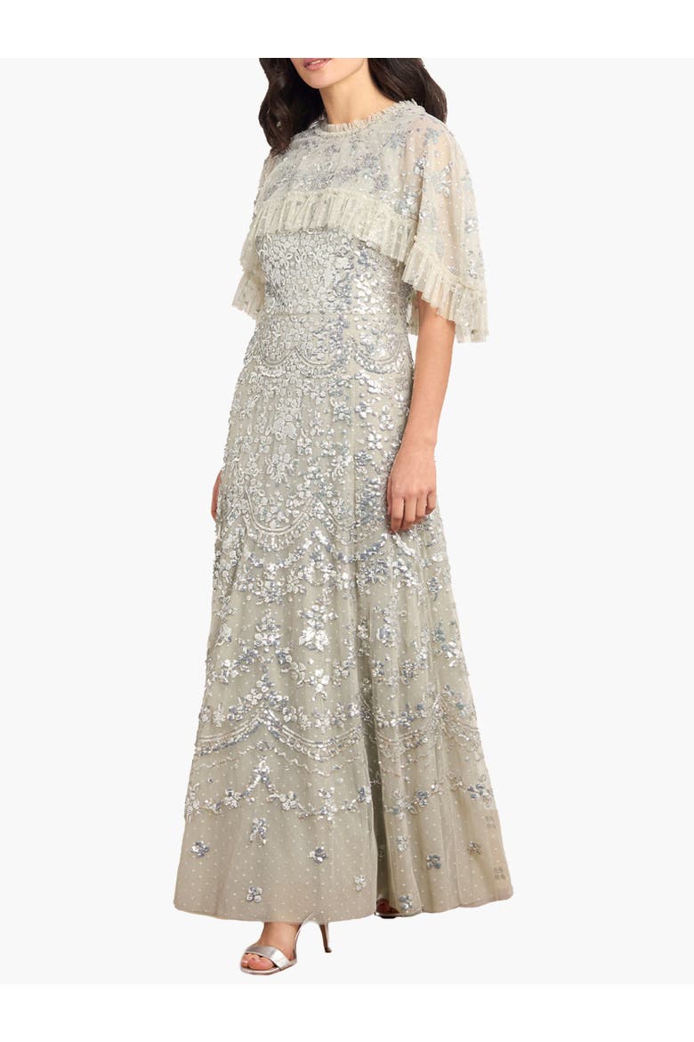 Freya Cape Ankle Gown, Main, color, Seafoam