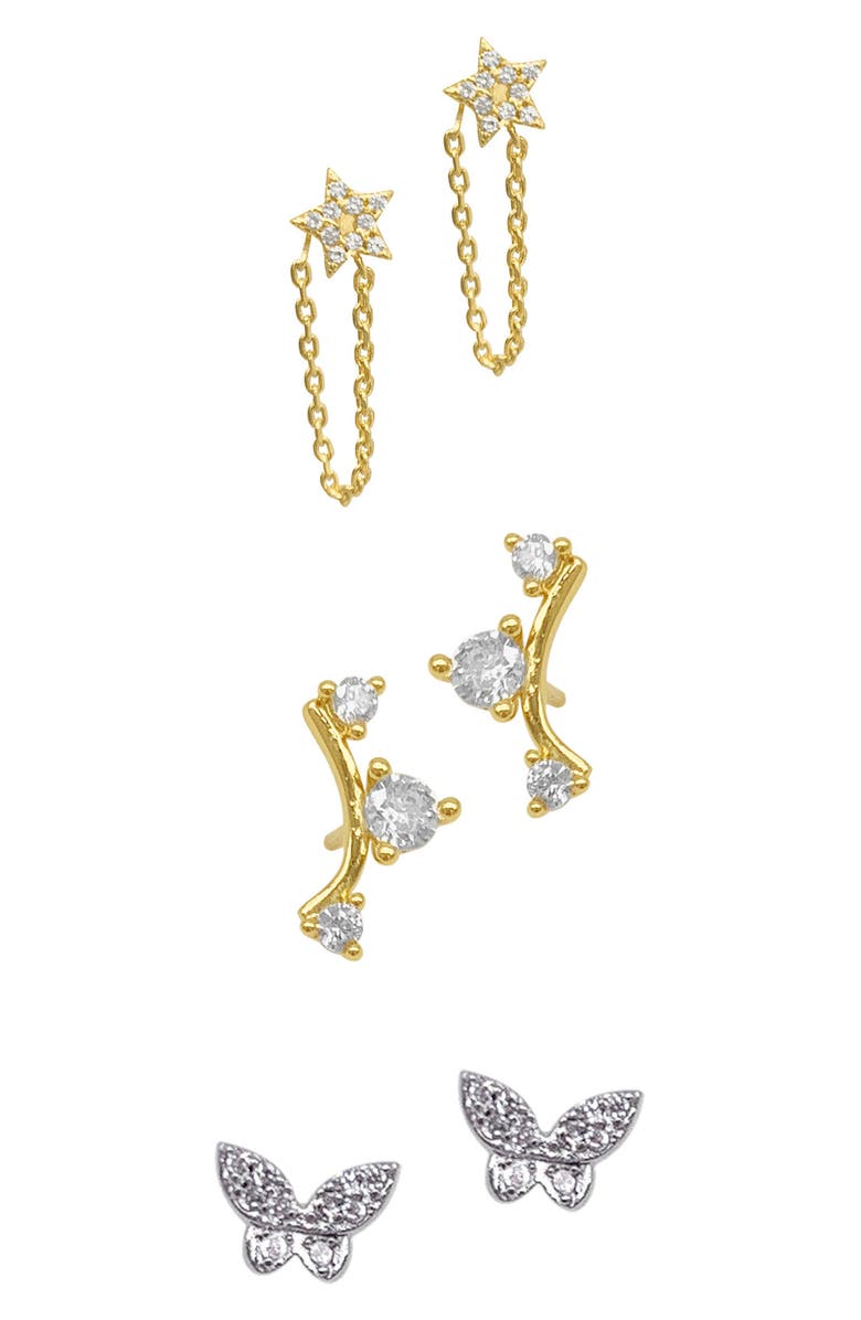 Adornia 3-Pack CZ Assorted Earrings, Main, color,