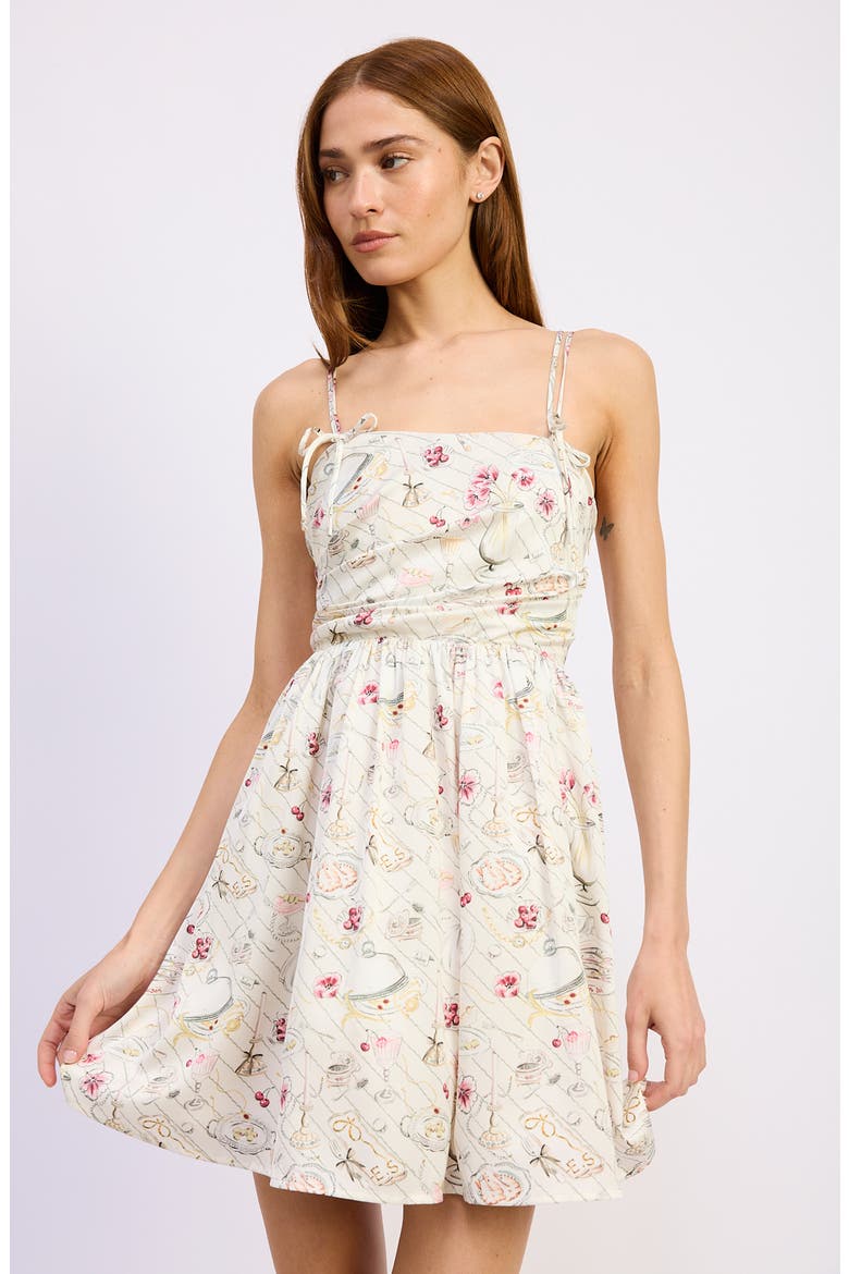 Dinner Party Floral Minidress, Alternate, color, IVORY PINK MULTI