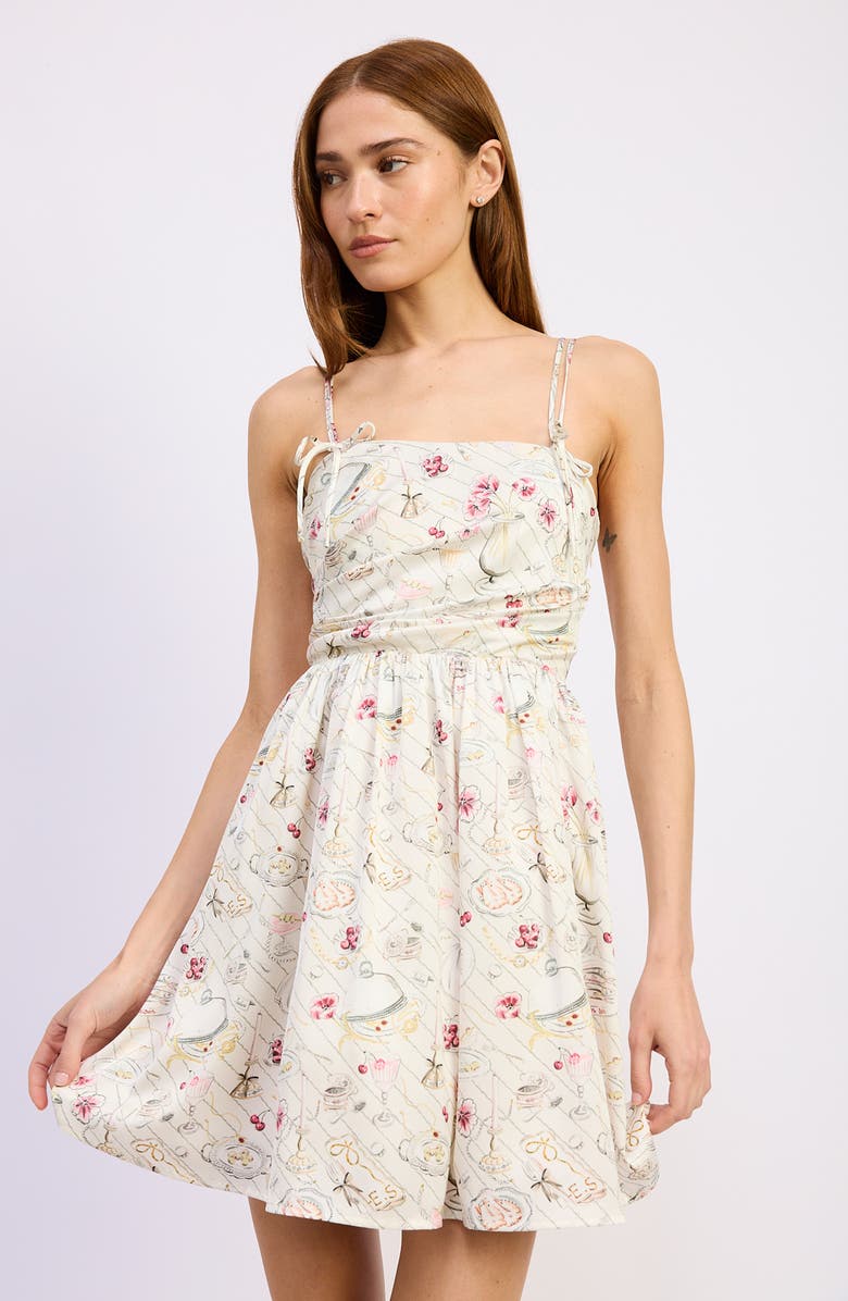 En Saison Dinner Party Floral Minidress, Alternate, color, Ivory Pink Multi
