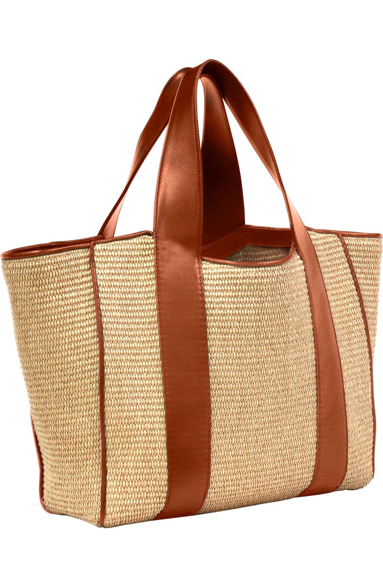 LISELLE KISS Penelope Raffia & Leather Tote, Alternate, color,